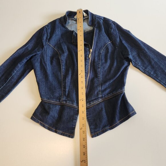 Nicki Minaj Denim Jean Jacket Fitted‎ Blue Zippered Womens Size Medium - Picture 12 of 14